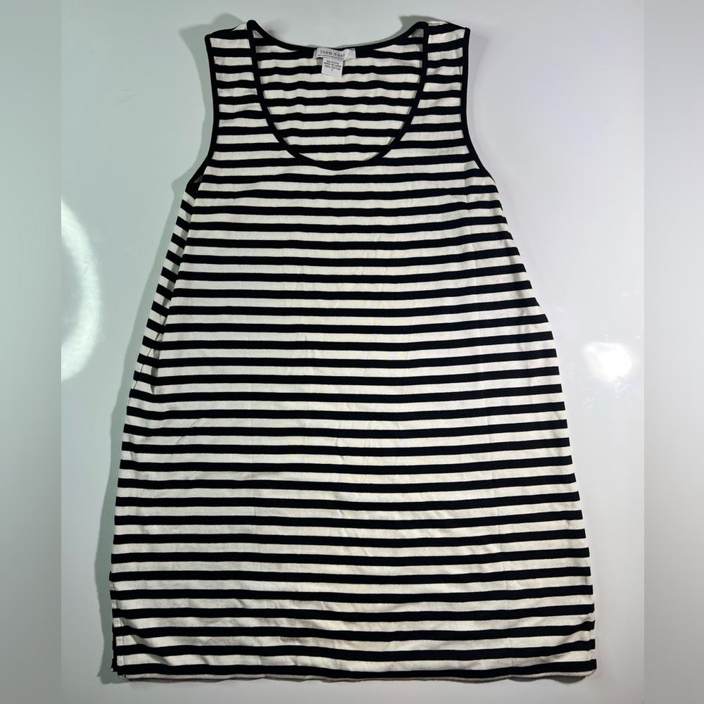 Joan Vass Monochrome Striped Top Black & White
